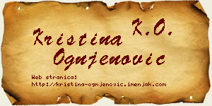 Kristina Ognjenović vizit kartica